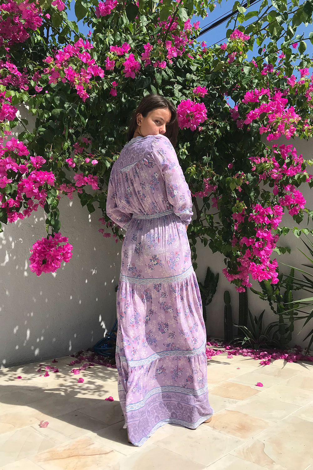 The Alannah Maxi Dress in Lilac by Tulle and Batiste, flowing silhouettes and handmade with love by Balinese artisans.