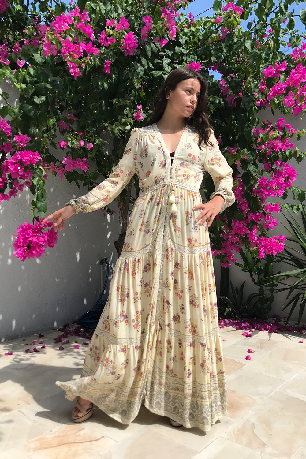 The Alannah Maxi Dress in Vanilla by Tulle and Batiste, ethically produced, embodying the essence of modern bohemian living.