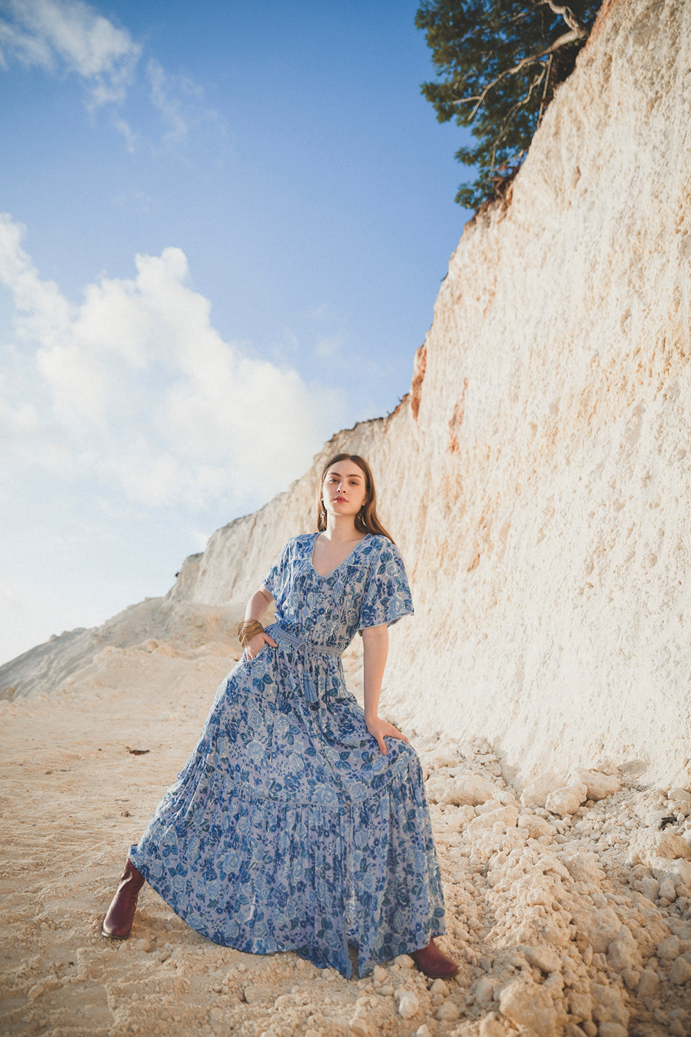 Alba Maxi Dress - Ibiza Blue - Peony by Tulle and Batiste - Ethical Slow Fashion - Free Shipping - Easy Returns