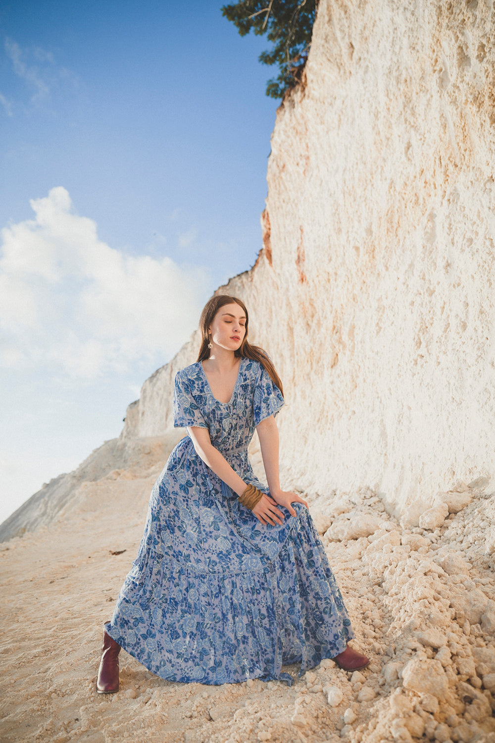 Alba Maxi Dress - Ibiza Blue - Peony by Tulle and Batiste - Ethical Slow Fashion - Free Shipping - Easy Returns