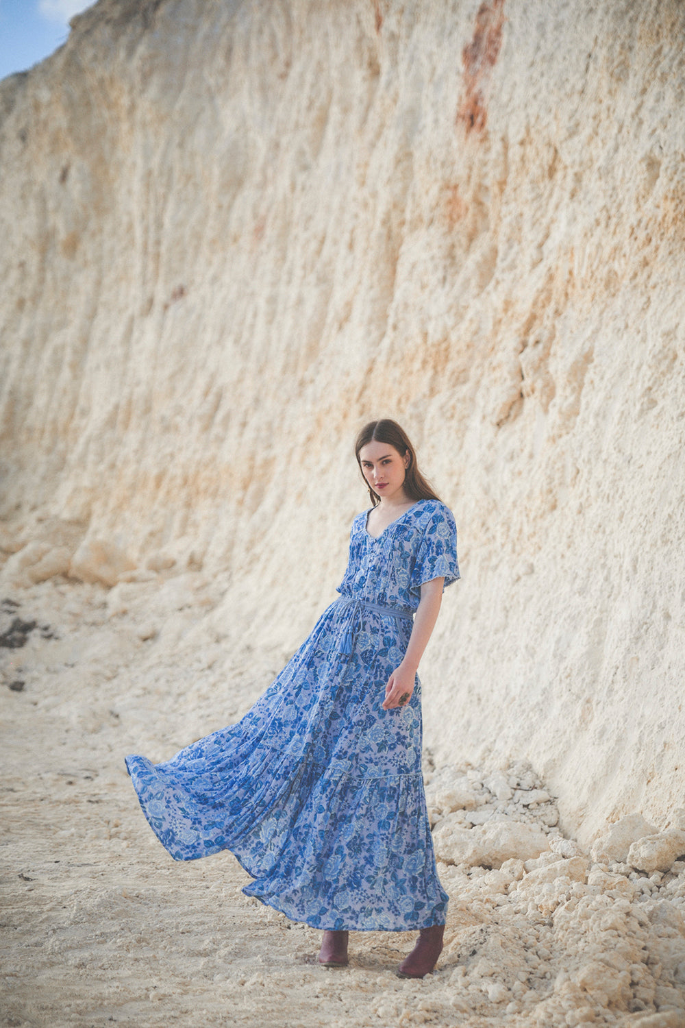 Alba Maxi Dress - Ibiza Blue - Peony by Tulle and Batiste - Ethical Slow Fashion - Free Shipping - Easy Returns