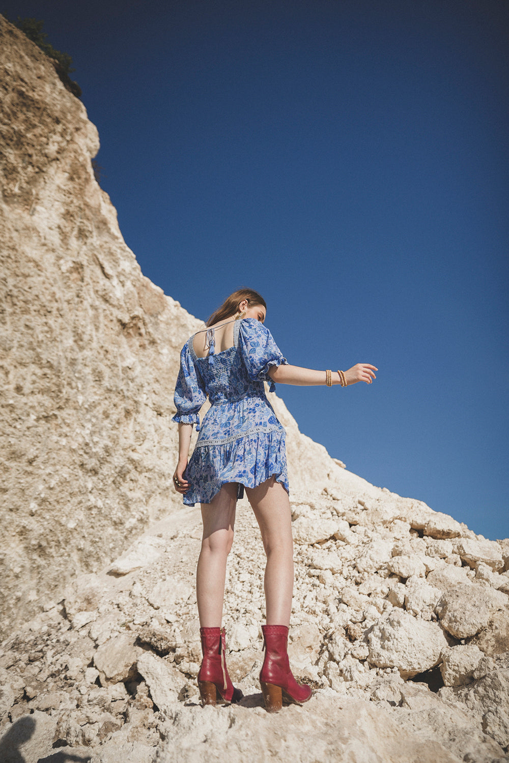 Alma Mini Dress - Ibiza Blue - Peony by Tulle and Batiste - Ethical Slow Fashion - Free Shipping - Easy Returns