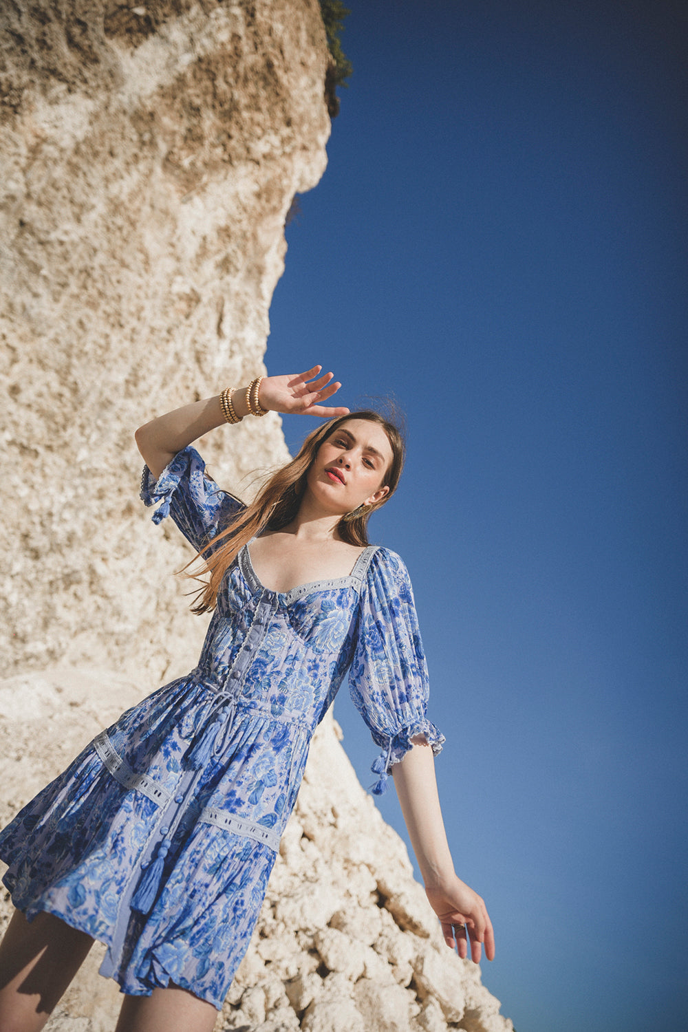 Alma Mini Dress - Ibiza Blue - Peony by Tulle and Batiste - Ethical Slow Fashion - Free Shipping - Easy Returns