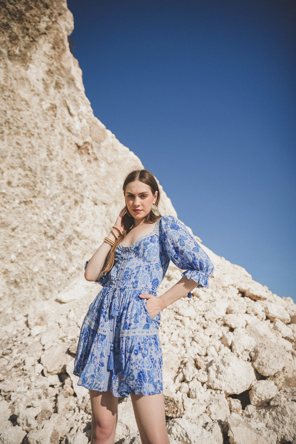 Alma Mini Dress - Ibiza Blue - Peony by Tulle and Batiste - Ethical Slow Fashion - Free Shipping - Easy Returns