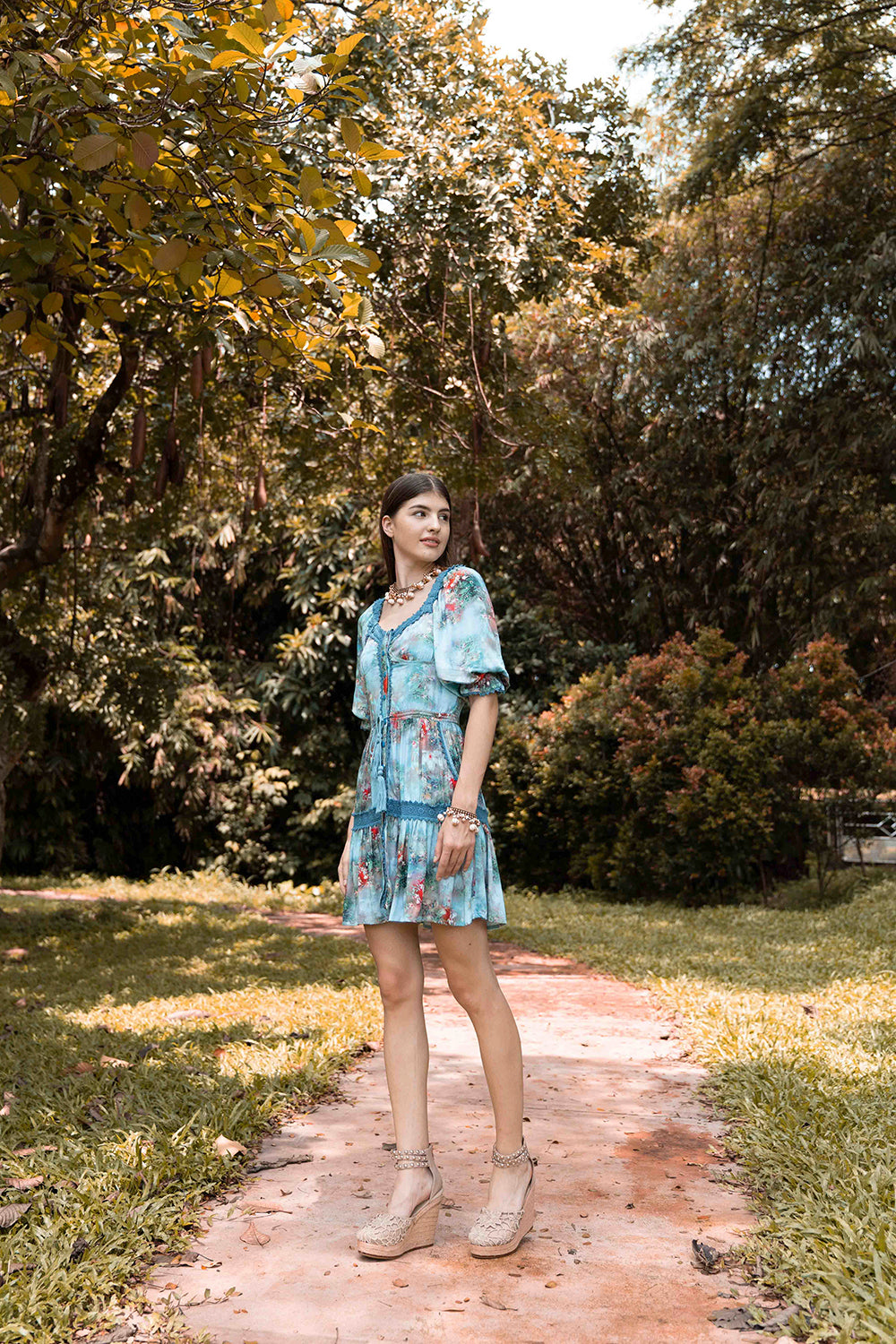 Aveline Mini Dress - Forest Blue by Tulle and Batiste - Ethical Slow Fashion - Free Shipping - Easy Returns