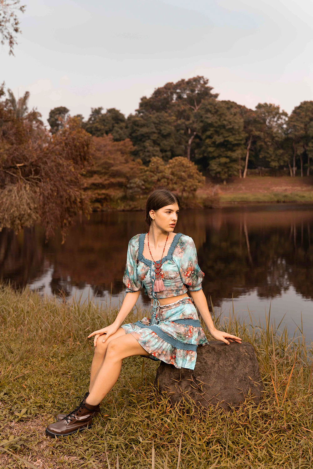 Sustainable and stylish, the Aveline Crop Top, perfect for the conscious bohemian fashionista