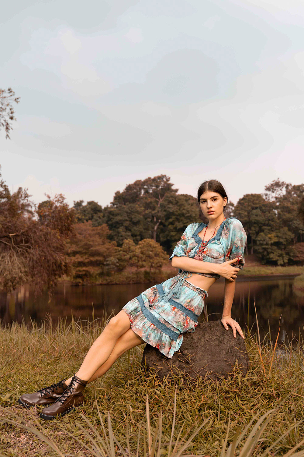 Experience the allure of boho fashion with the ethically made Aveline Crop Top