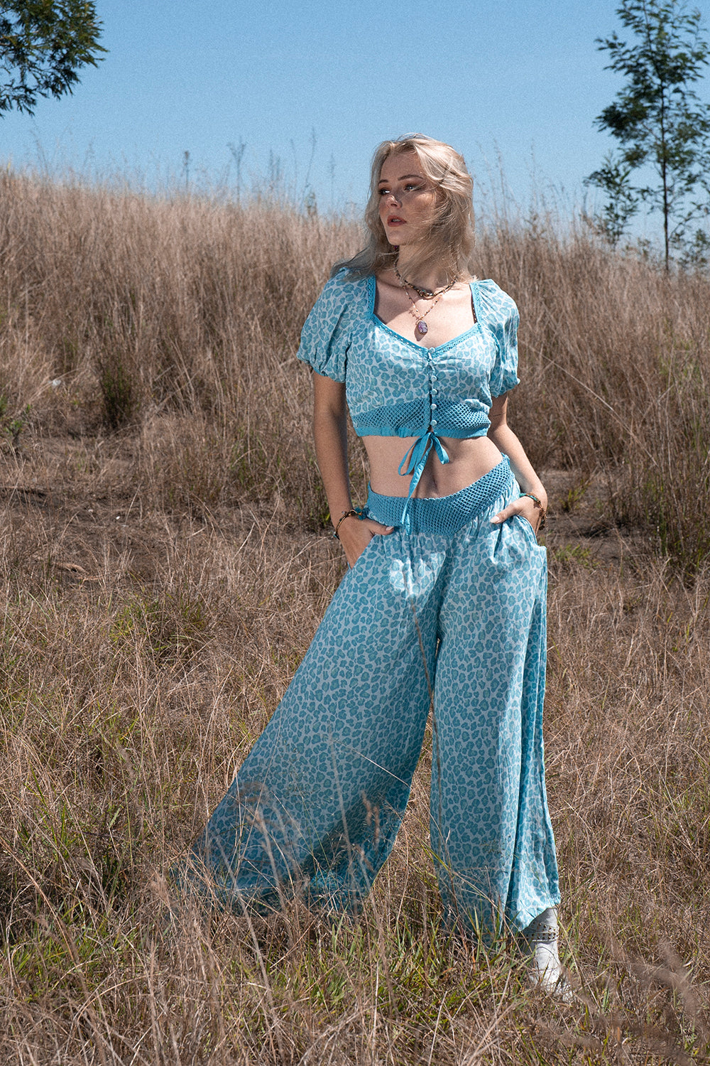 Clover Crop Top - Turquoise - Into the Wild by Tulle and Batiste