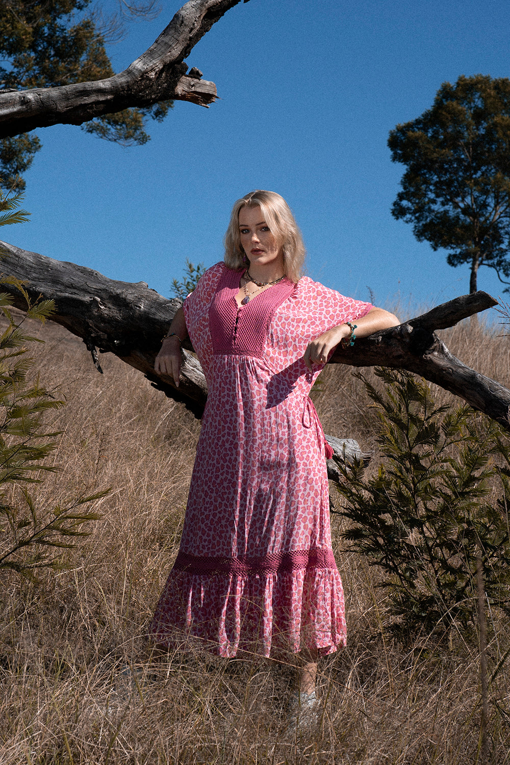Daisy Boho Dress - Magenta - Into the Wild by Tulle and Batiste
