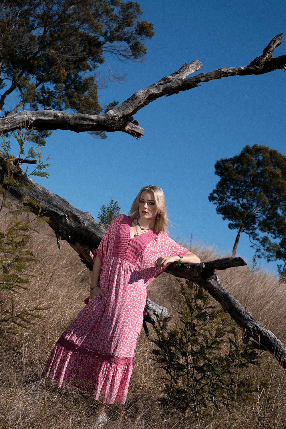 Daisy Boho Dress - Magenta - Into the Wild by Tulle and Batiste
