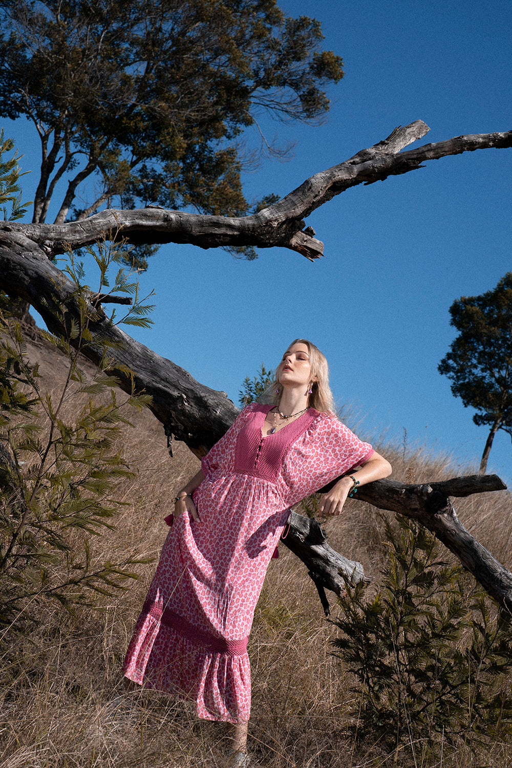 Daisy Boho Dress - Magenta - Into the Wild by Tulle and Batiste
