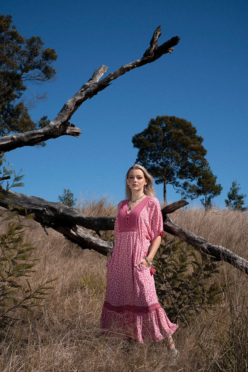 Daisy Boho Dress - Magenta - Into the Wild by Tulle and Batiste