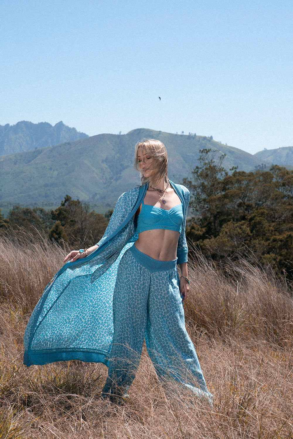 Dandelion Long Kimono - Turquoise - Into the Wild by Tulle and Batiste
