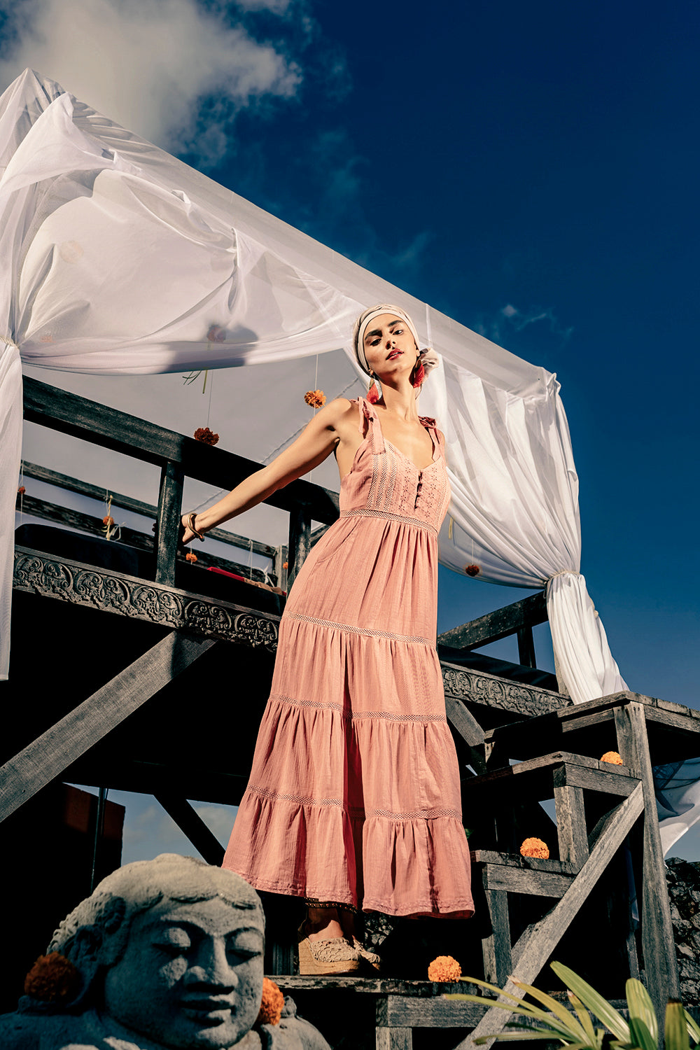 Dreamland Maxi Frill Dress - Coral Haze