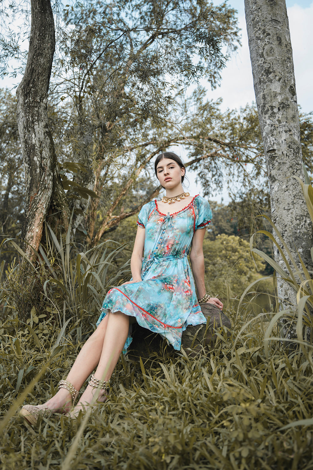 Ellwood Swing Dress - Forest Blue - Peony by Tulle and Batiste - Ethical Slow Fashion - Free Shipping - Easy Returns