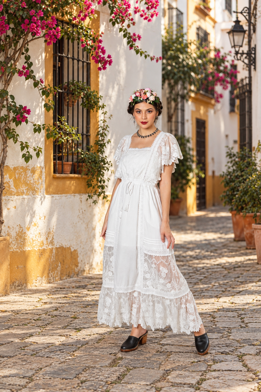 Discover the Frida Maxi Dress. A bohemian wedding dress with exquisite lace, handmade to order in Bali. Size inclusive and custom tailored by Tulle and Batiste