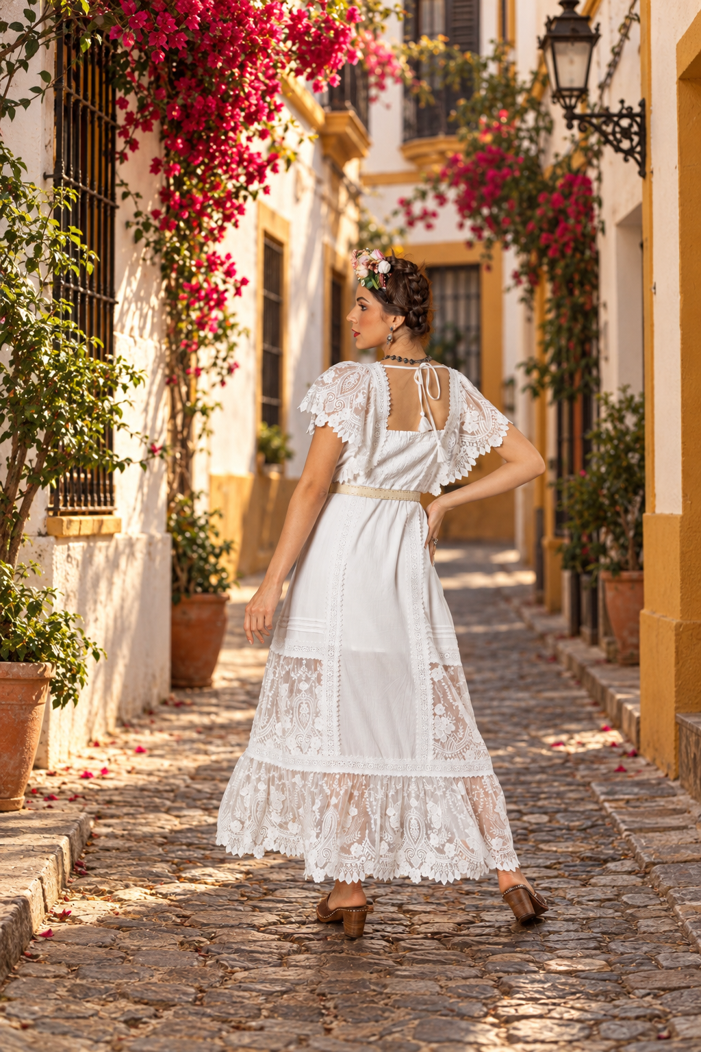 Discover the Frida Maxi Dress. A bohemian wedding dress with exquisite lace, handmade to order in Bali. Size inclusive and custom tailored by Tulle and Batiste