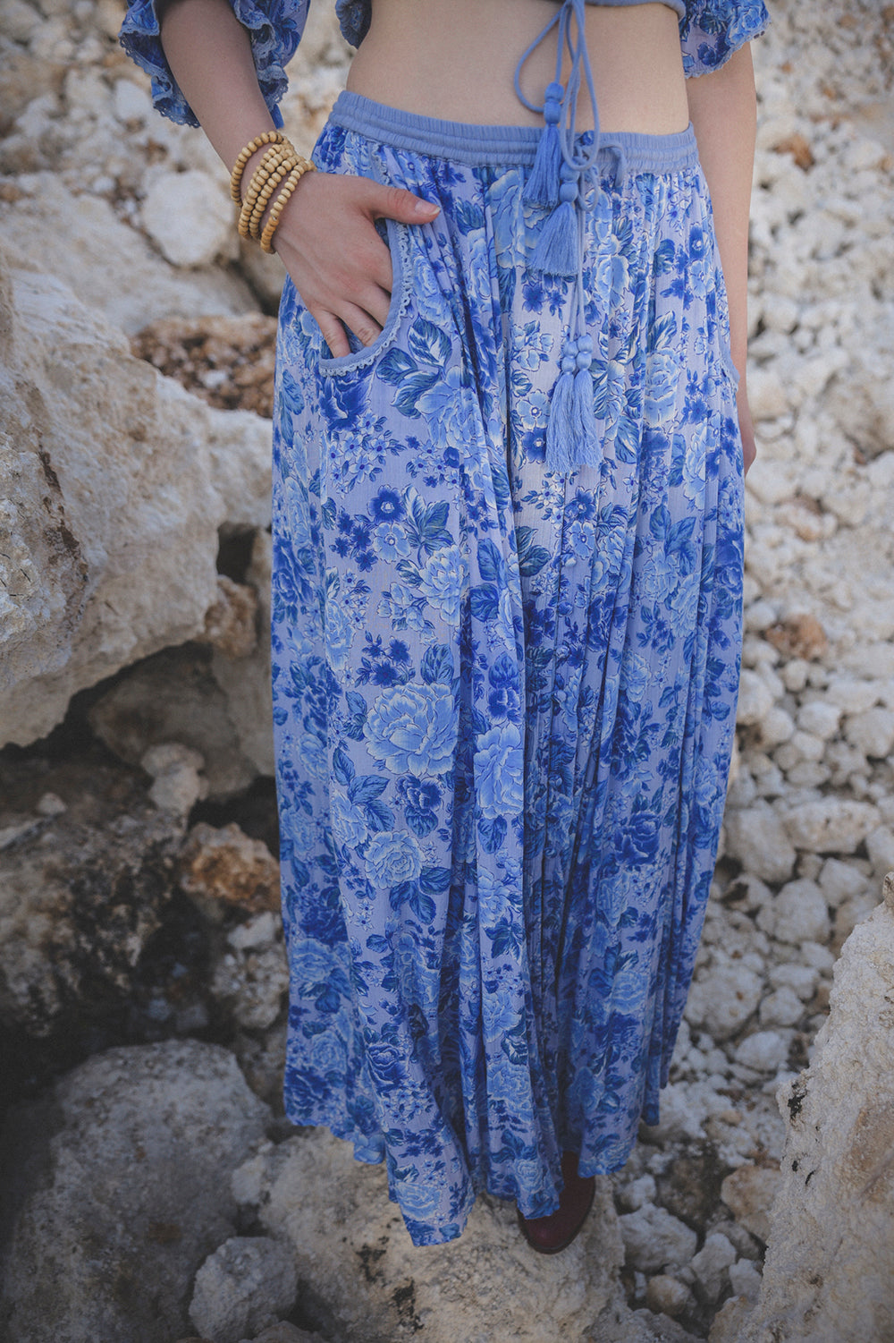 Ghea Maxi Skirt - Ibiza Blue - Peony by Tulle and Batiste - Ethical Slow Fashion - Free Shipping - Easy Returns