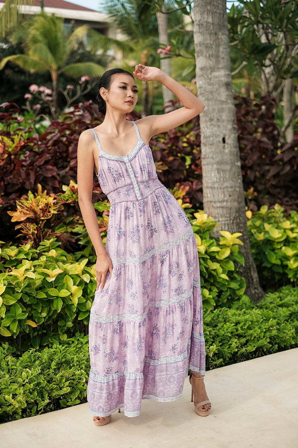 Joanna Maxi Frill Dress - Lilac - By Tulle and Batiste