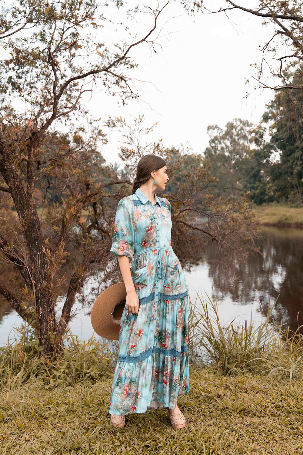 Kimberly Maxi Dress - Forest Blue by Tulle and Batiste - Ethical Slow Fashion - Free Shipping - Easy Returns