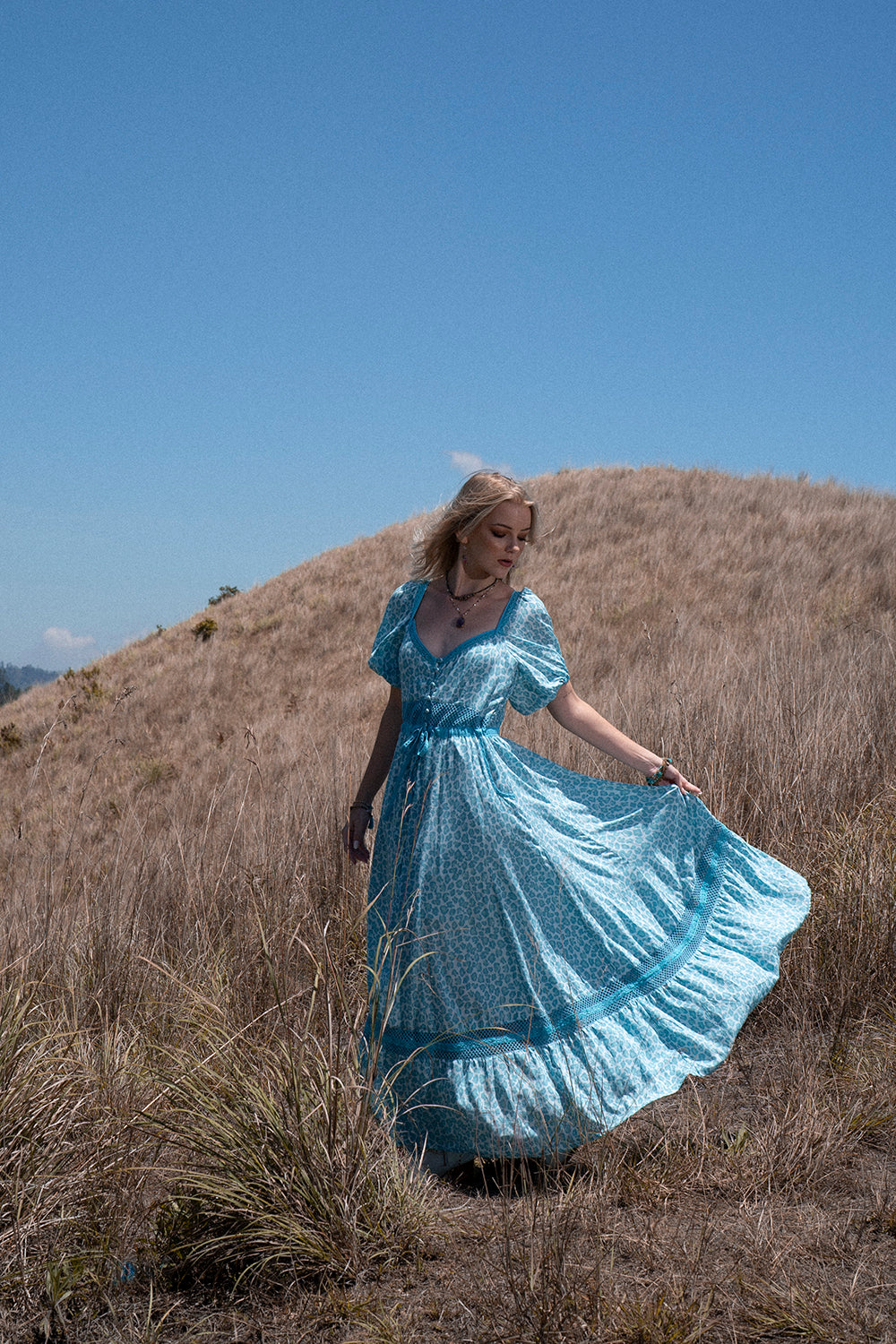 Lavender Maxi Dress - Turquoise - Into the Wild by Tulle and Batiste