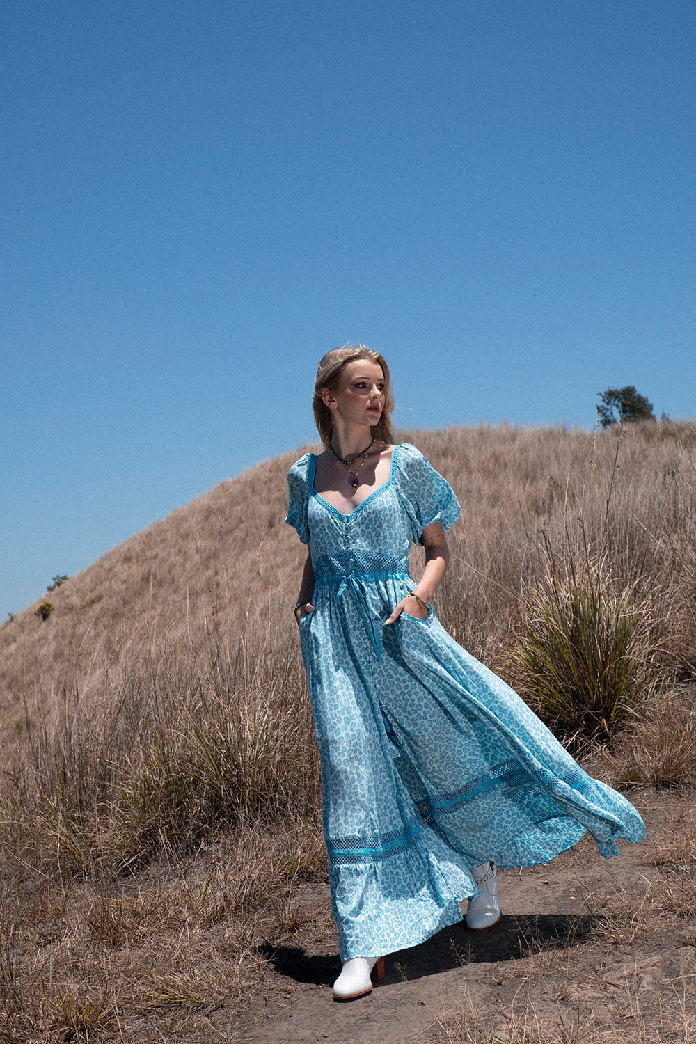 Lavender Maxi Dress - Turquoise - Into the Wild by Tulle and Batiste