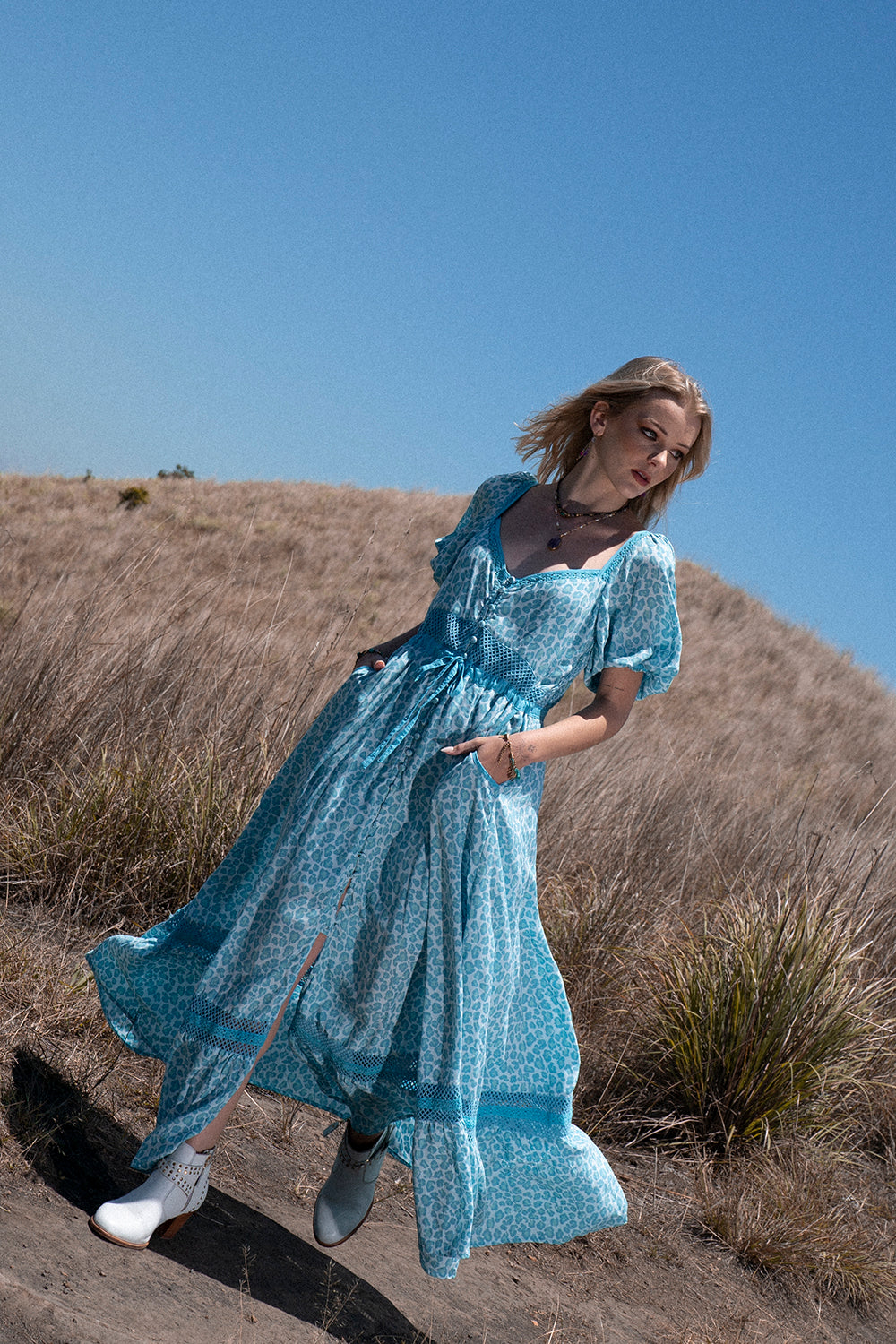 Lavender Maxi Dress - Turquoise - Into the Wild by Tulle and Batiste