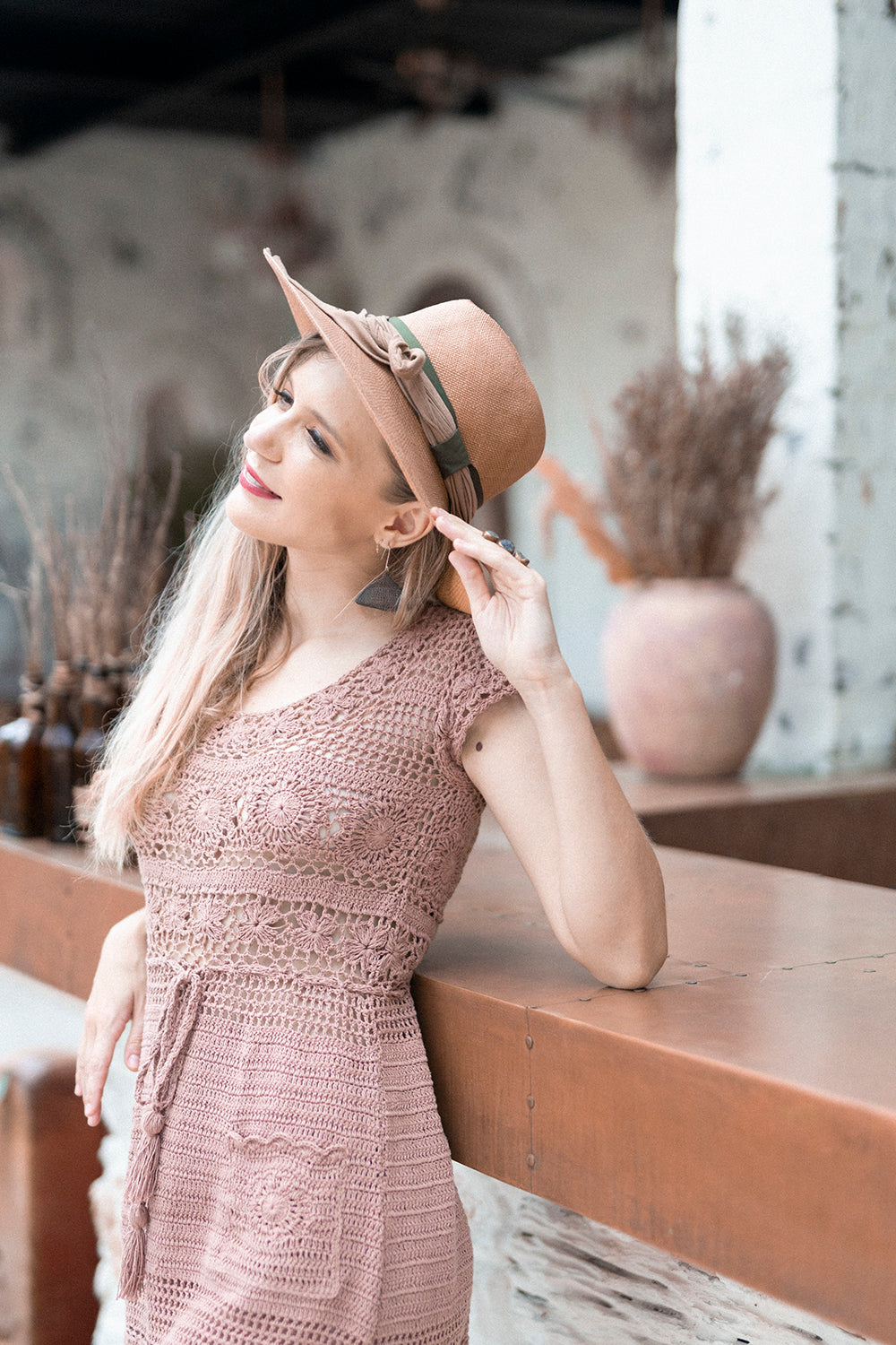 Maisie Crochet Mini Dress - Rose Smoke - Dreamweaver by Tulle and Batiste