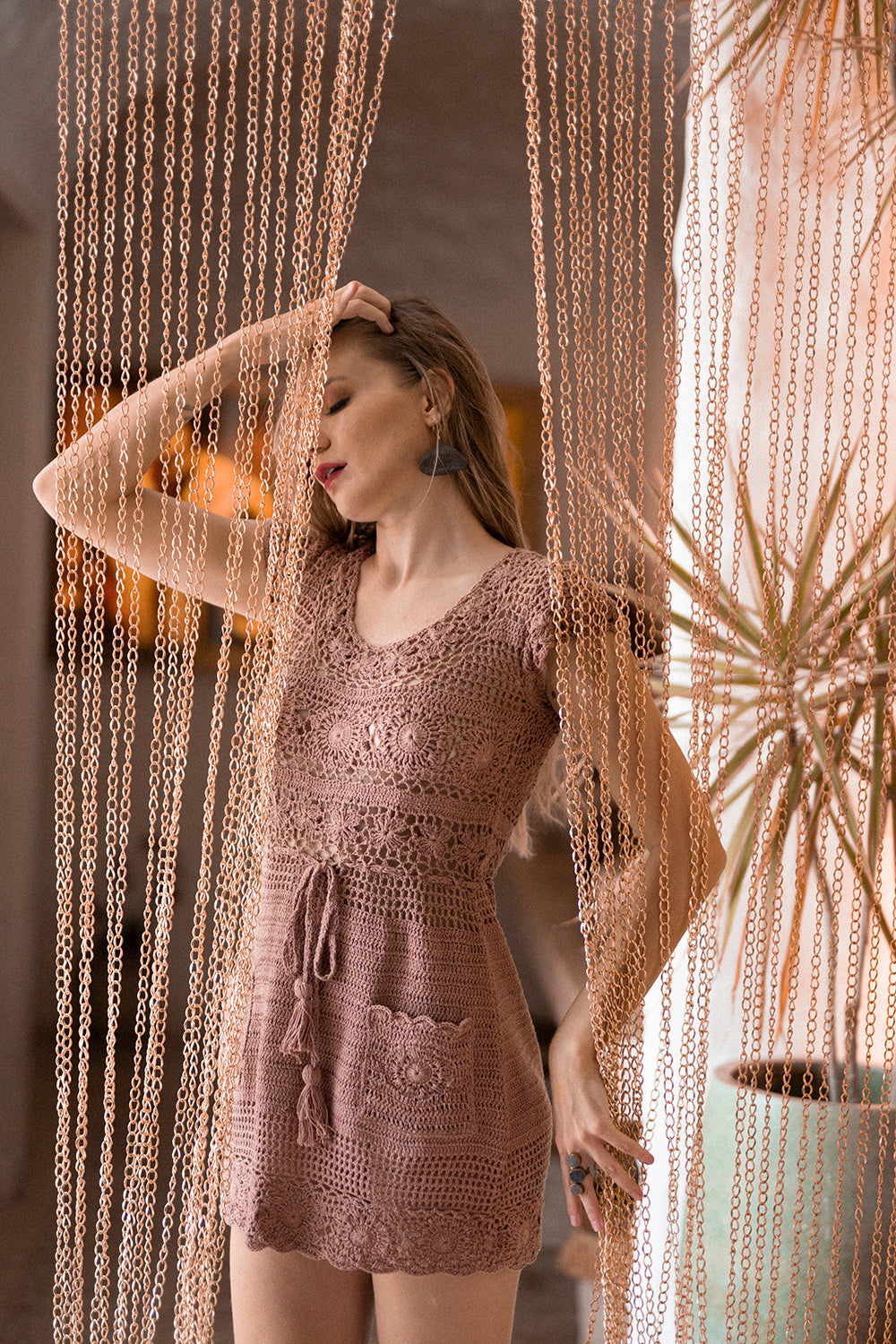 Maisie Crochet Mini Dress - Rose Smoke - Dreamweaver by Tulle and Batiste