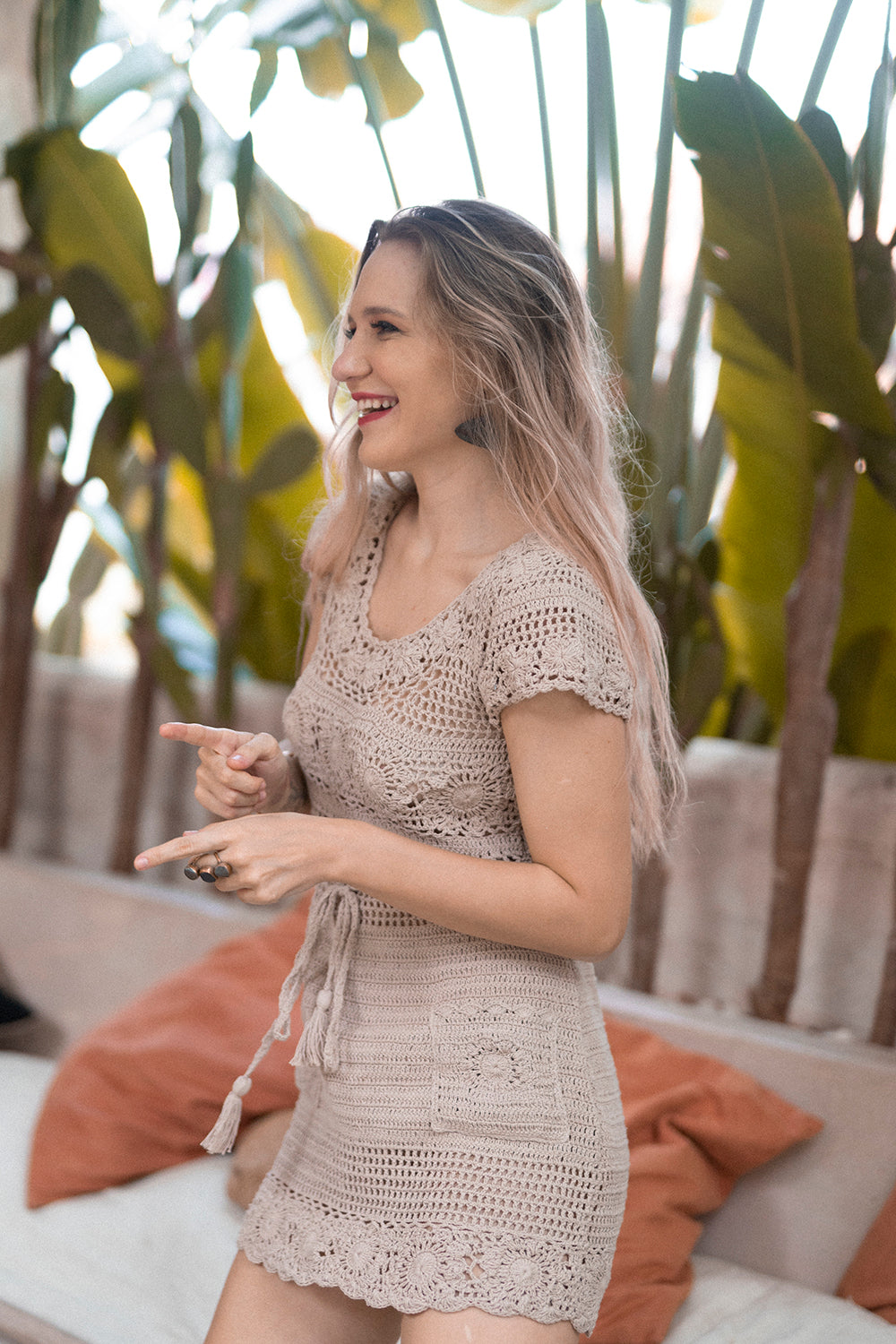 Introducing the Maisie Crochet Mini Dress by Tulle and Batiste