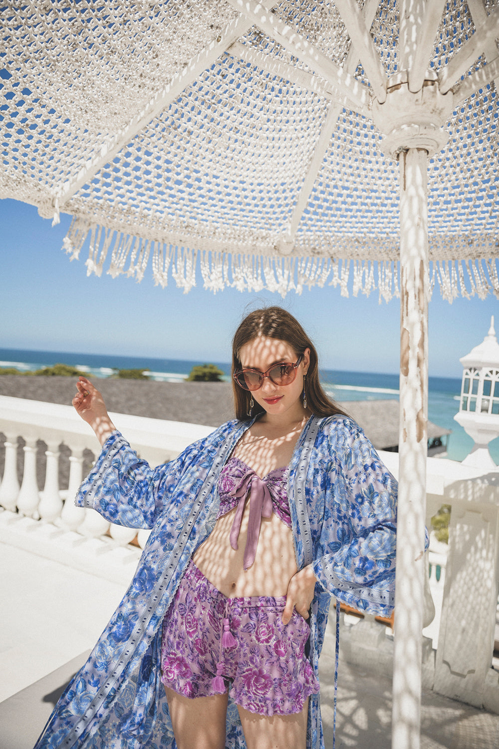 Wrap yourself in comfort and style with the Peony Long Robe, a modern boho kimono designed by Tulle and Batiste and ethically handmade by Balinese artisans