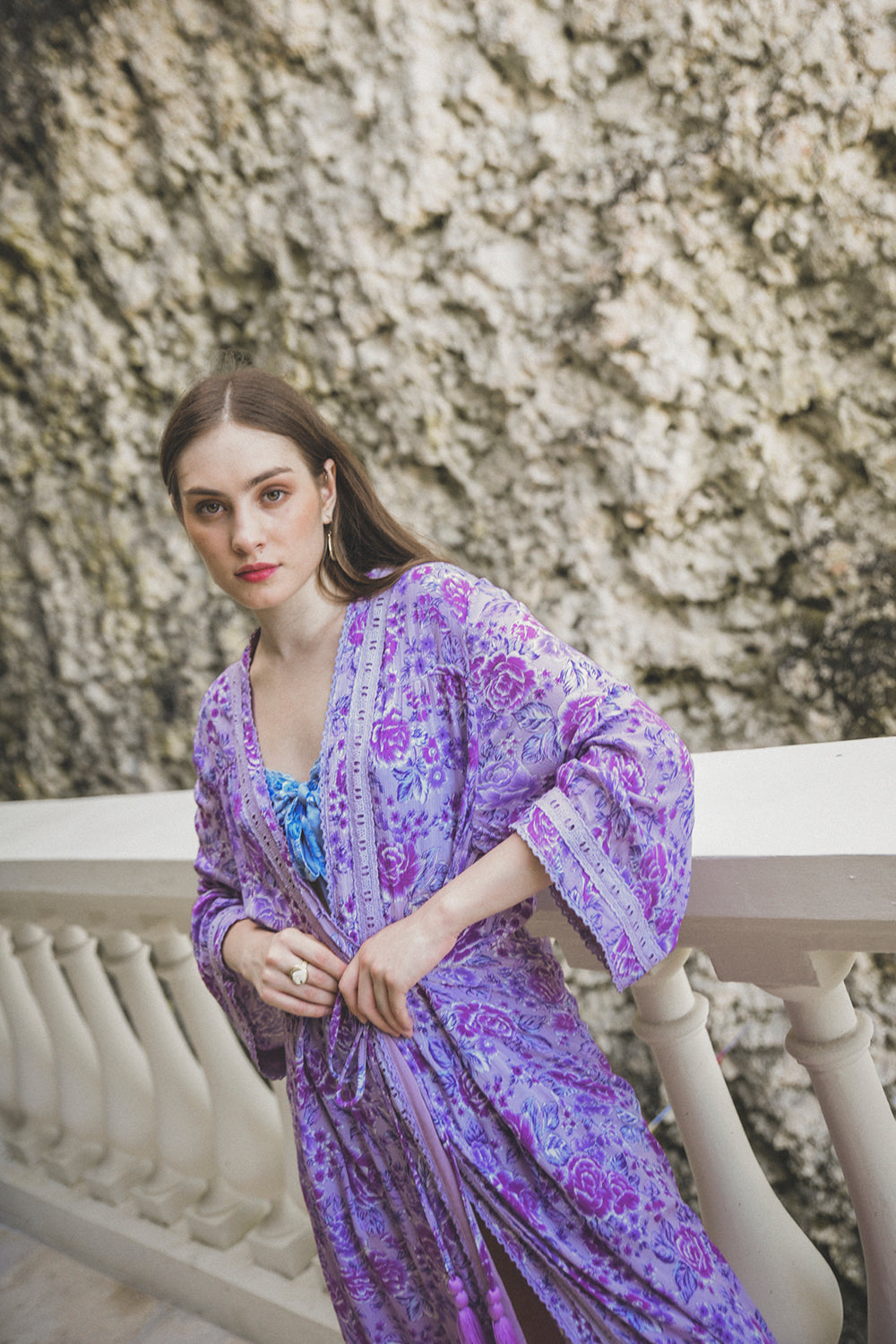 Indulge in comfort and elegance with the Peony Long Robe, a kimono-inspired gem from Tulle and Batiste's Peony collection, ethically crafted by Balinese artisans
