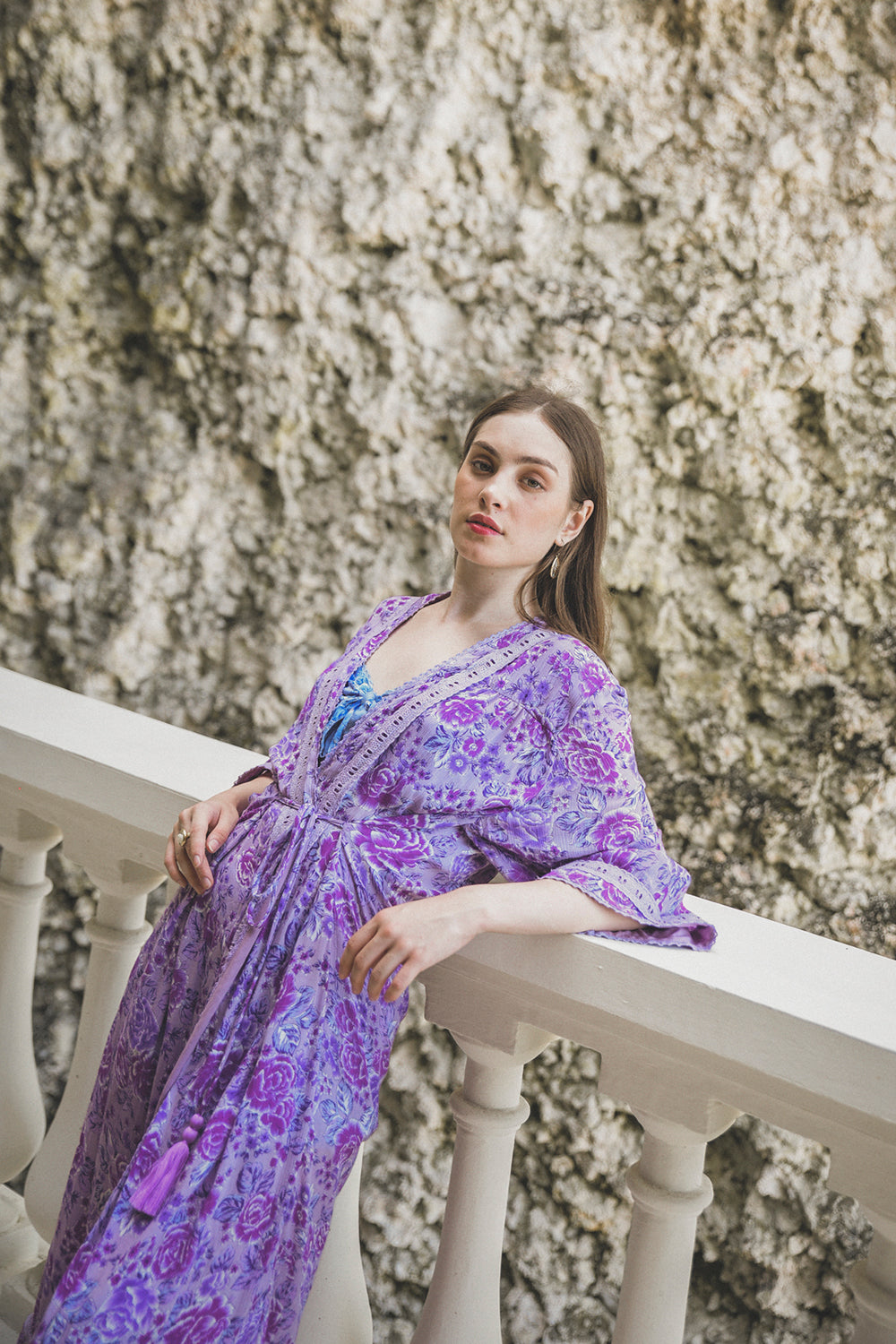 Wrap yourself in elegance with the Peony Long Robe, a modern boho kimono designed by Tulle and Batiste and ethically handmade by Balinese artisans
