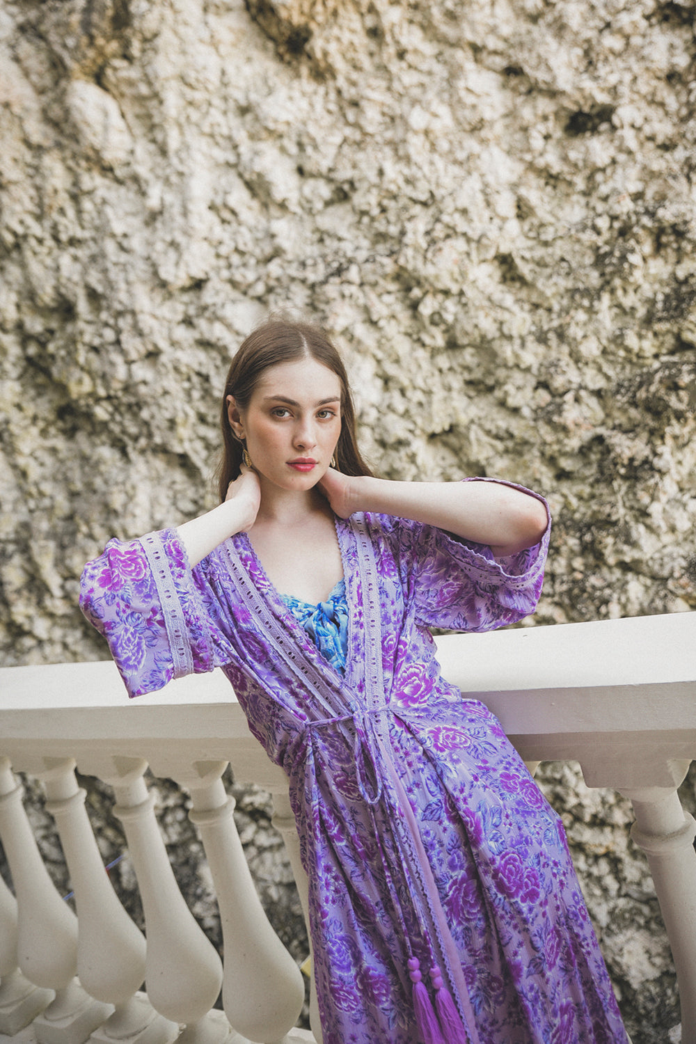Experience the epitome of comfort and style with the Peony Long Robe, a modern boho kimono designed by Tulle and Batiste and handmade by Balinese artisans with ethical values