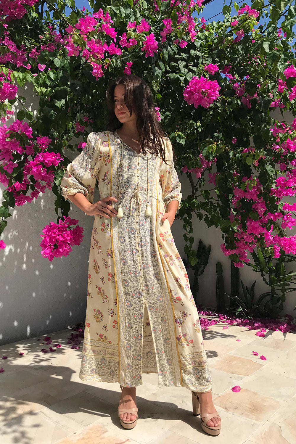 Tulle and Batiste’s handmade Roseanne Boho Dress in Vanilla, a modern bohemian-inspired dress for every occasion.