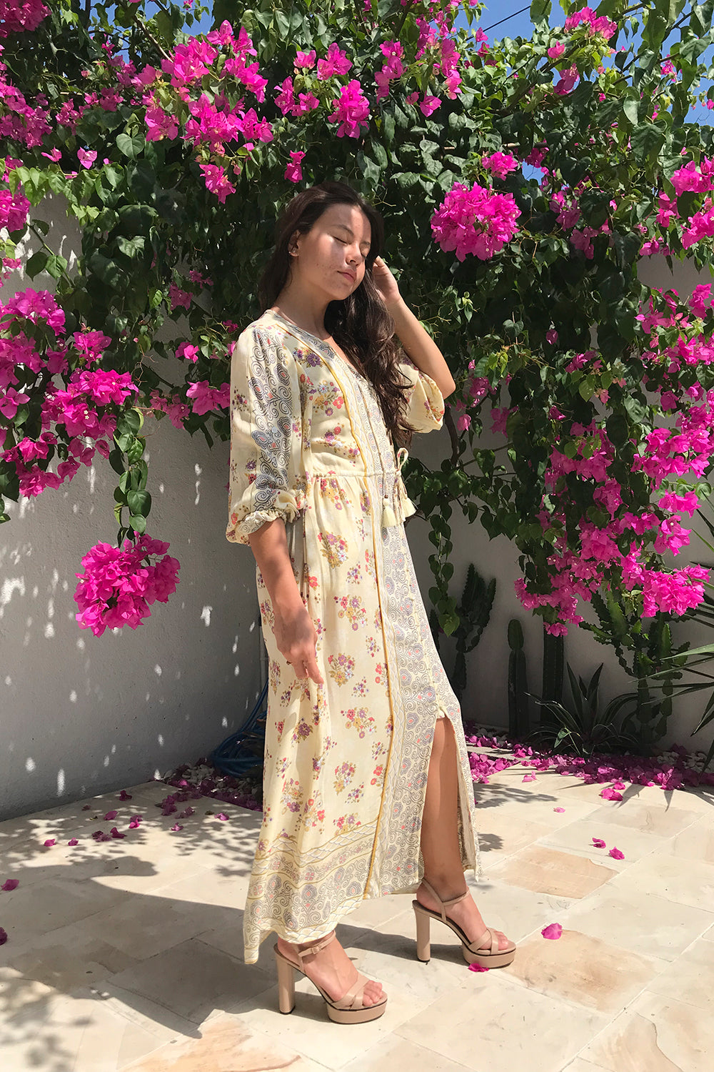 Tulle and Batiste's Roseanne Boho Dress in Vanilla, offering complimentary custom tailoring and size-inclusive chic boho vibes.