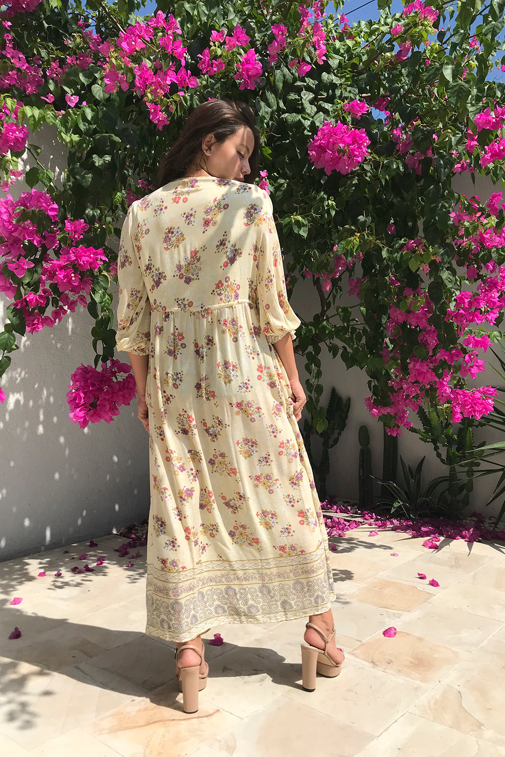 Tulle and Batiste's Roseanne Boho Dress in Vanilla, a size-inclusive, modern bohemian-inspired dress with flattering silhouettes.