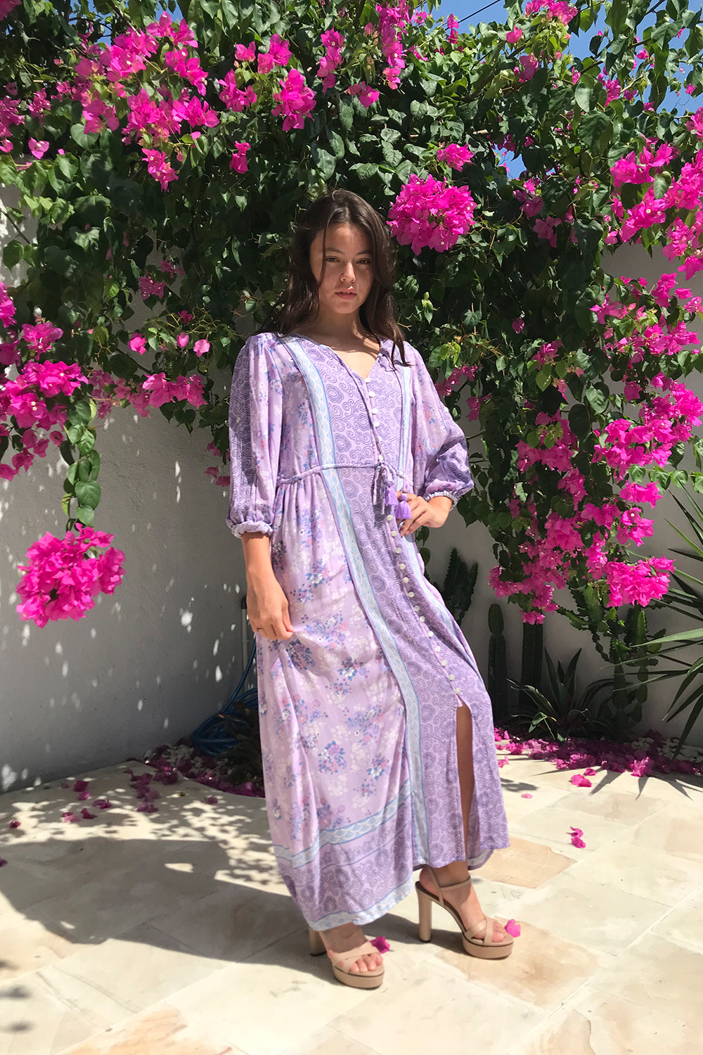 Roseanne Boho Dress in Lilac by Tulle and Batiste, a modern bohemian-inspired, size-inclusive dress for relaxed days or chic evenings.