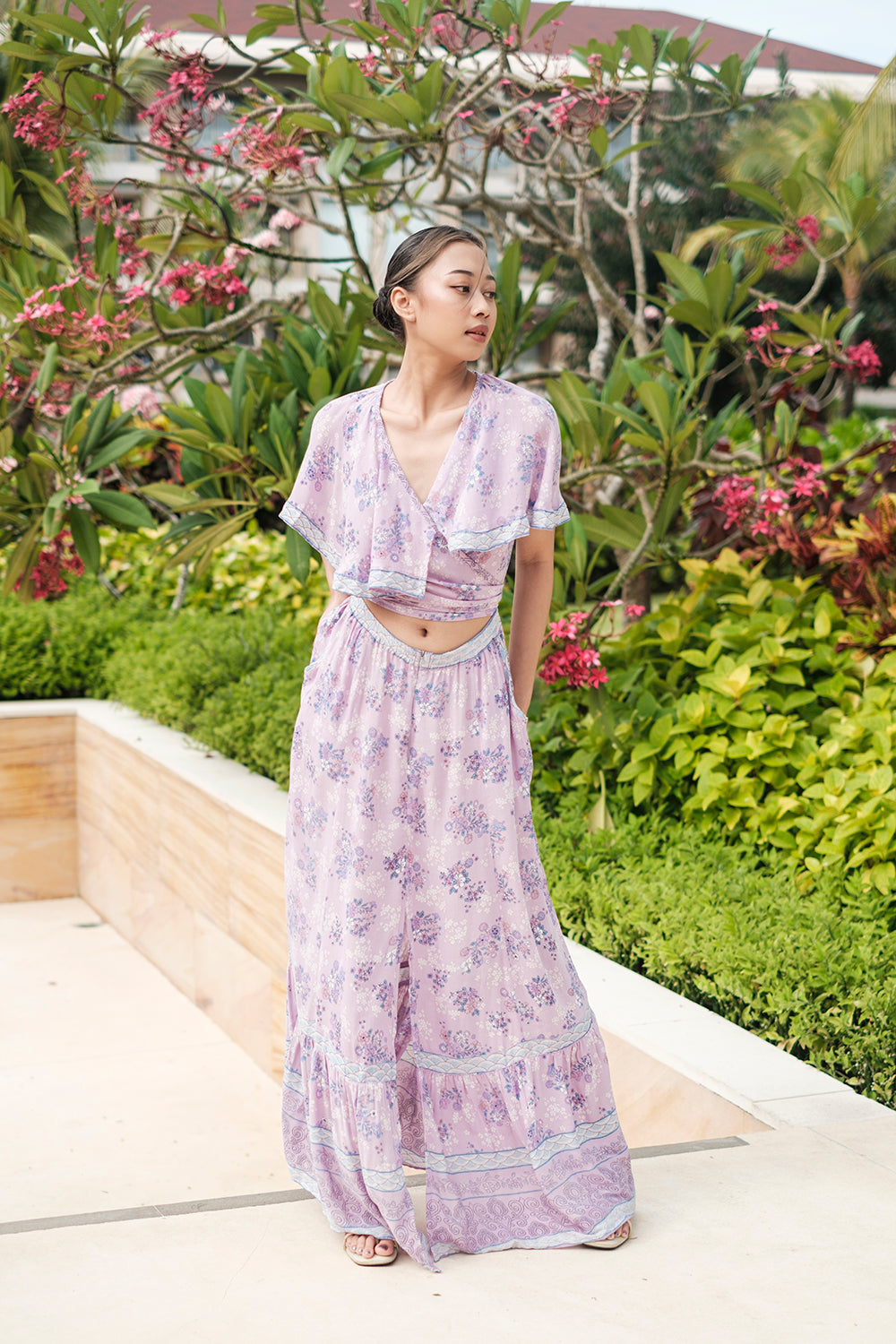 Ethically handmade Tumi Cape Dress by Tulle and Batiste, supporting artisan craftsmanship in Bali.