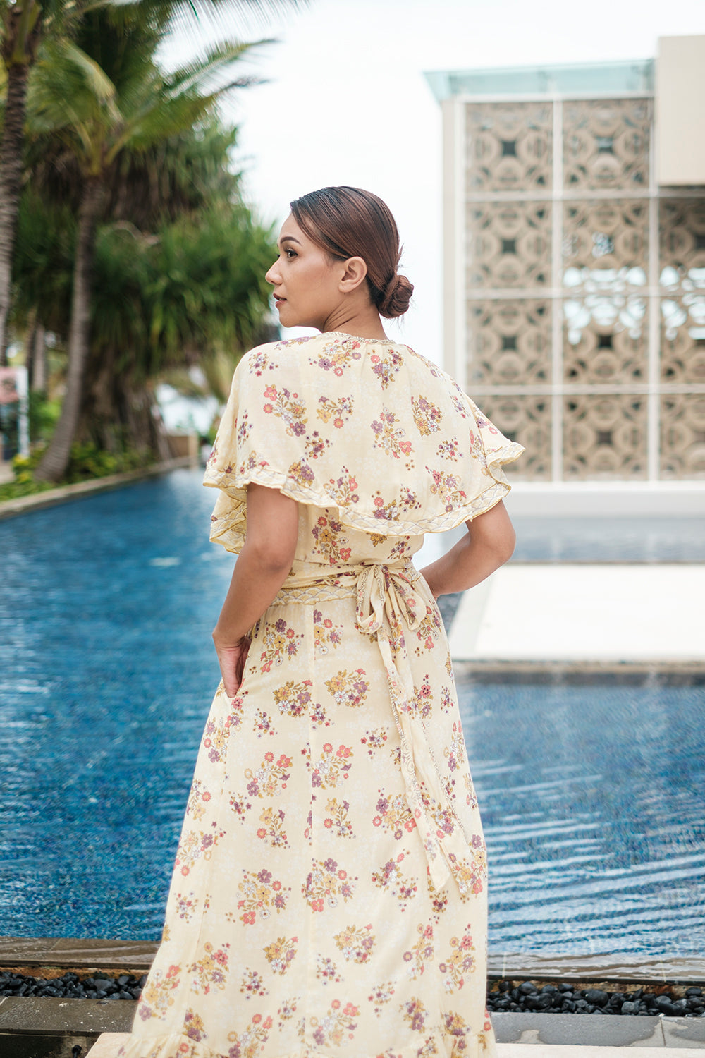 Handcrafted Tumi Cape Dress by Tulle and Batiste, made with love by artisans in Bali.