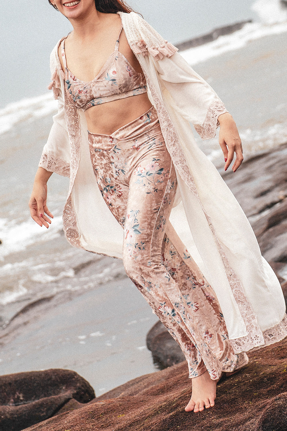 Vintage Velvet Flares - Cafe au Lait - Velvet Reverie by Tulle and Batiste