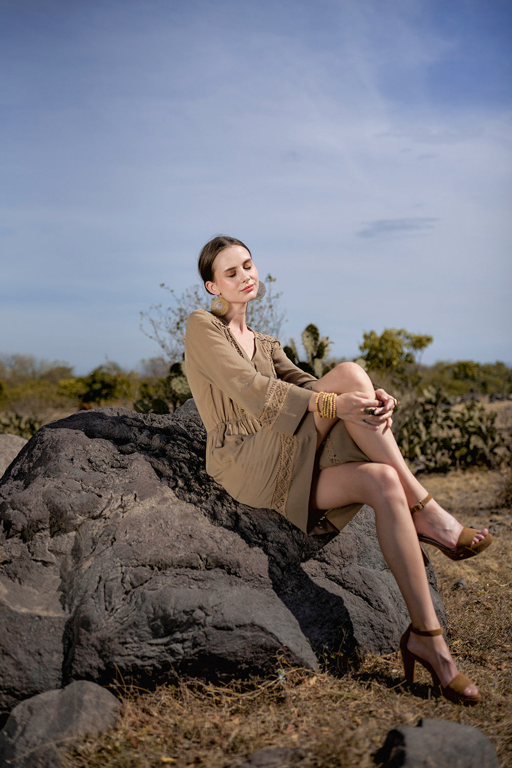 Adele Tunic Dress - Desert Sand - The Fields of Gold by Tulle and Batiste