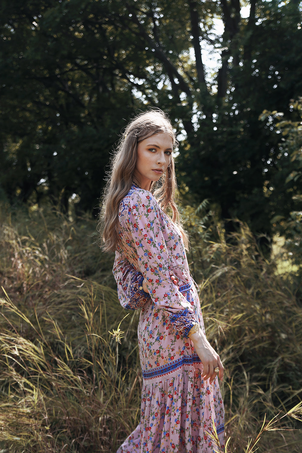 Alannah Maxi Dress - Dawn Pink - Ditsy Charm by Tulle and Batiste