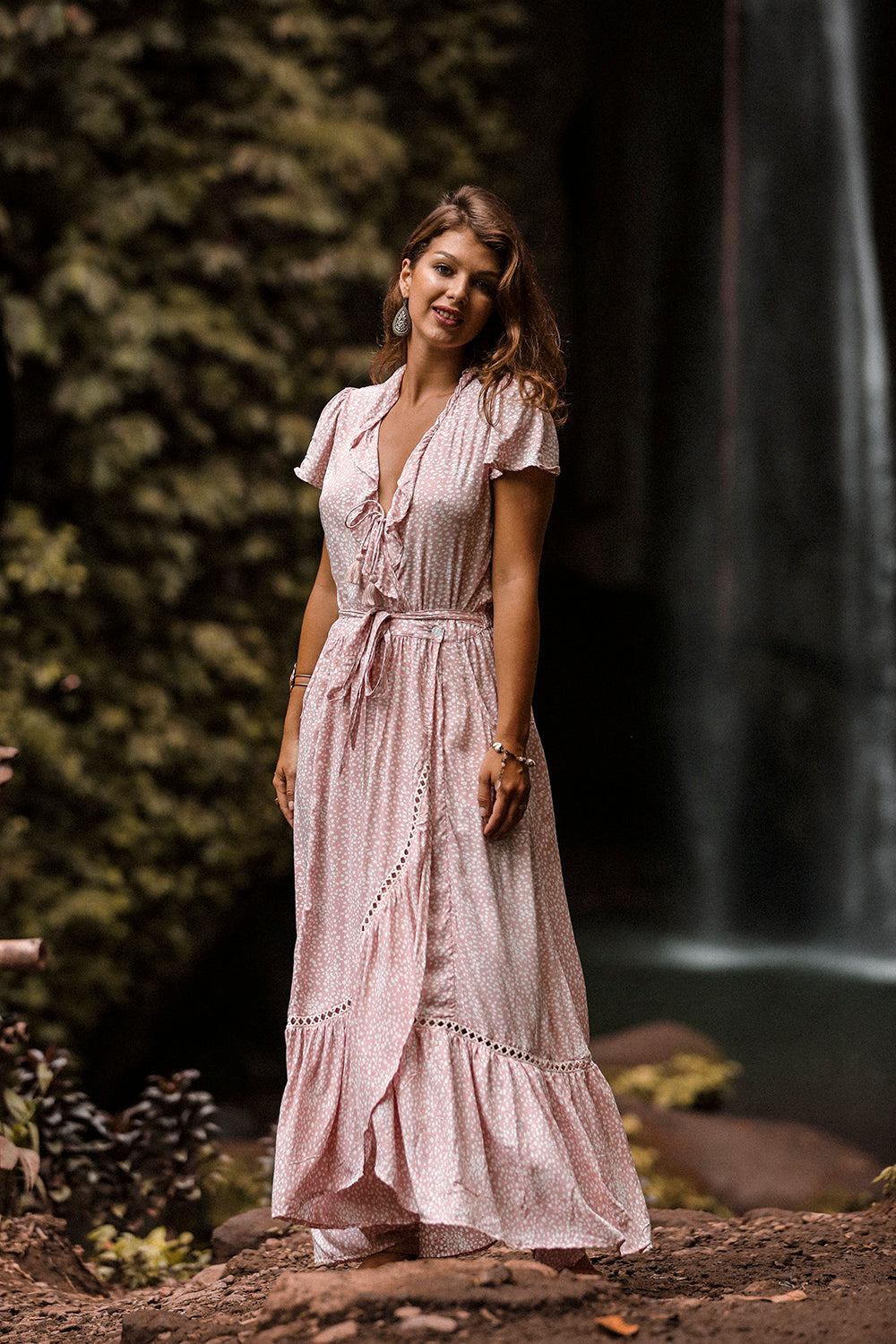 Alice Wrap Maxi Dress - Primrose Pink - Call me Polka - Tulle and Batiste