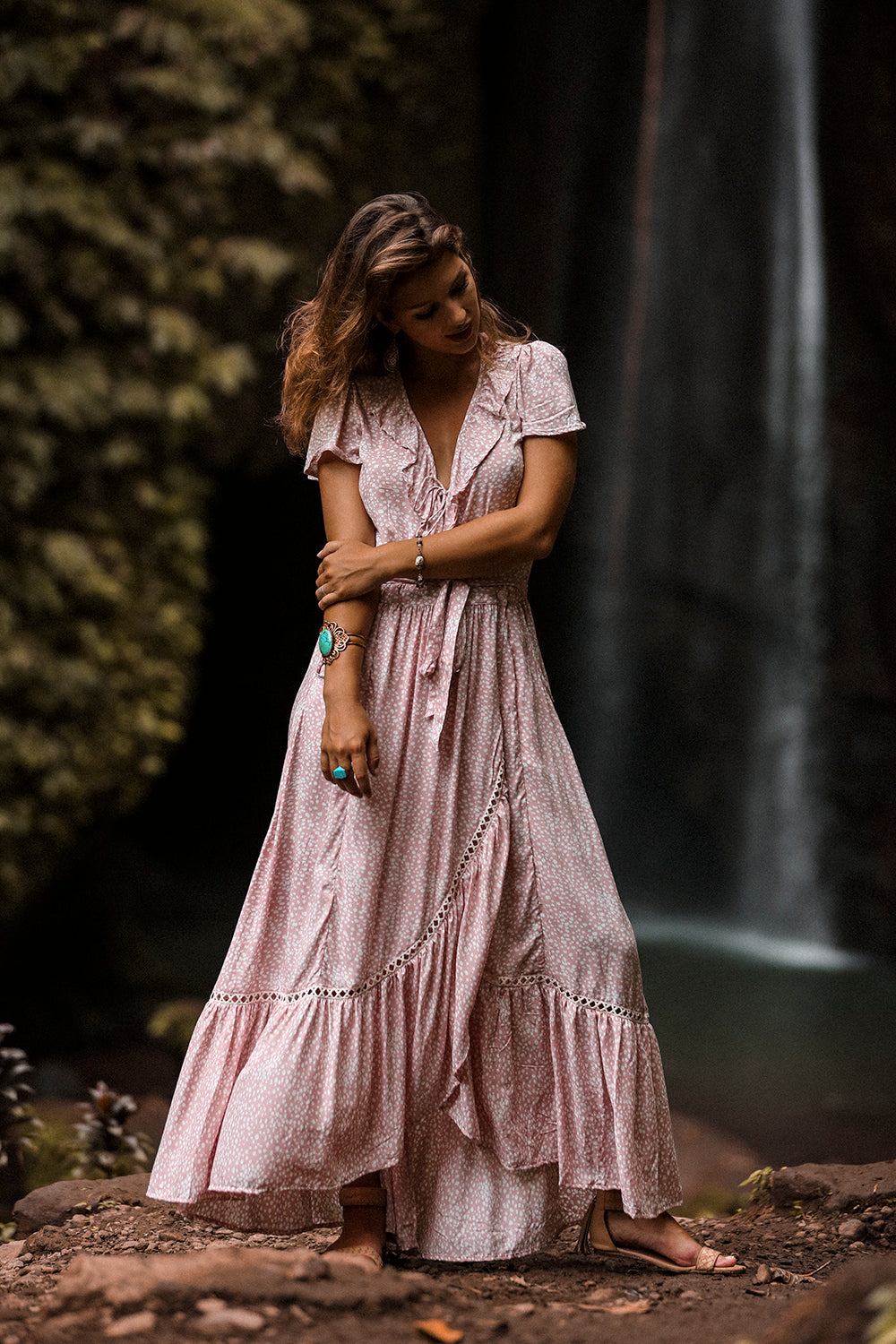 Alice Wrap Maxi Dress - Primrose Pink - Call me Polka - Tulle and Batiste