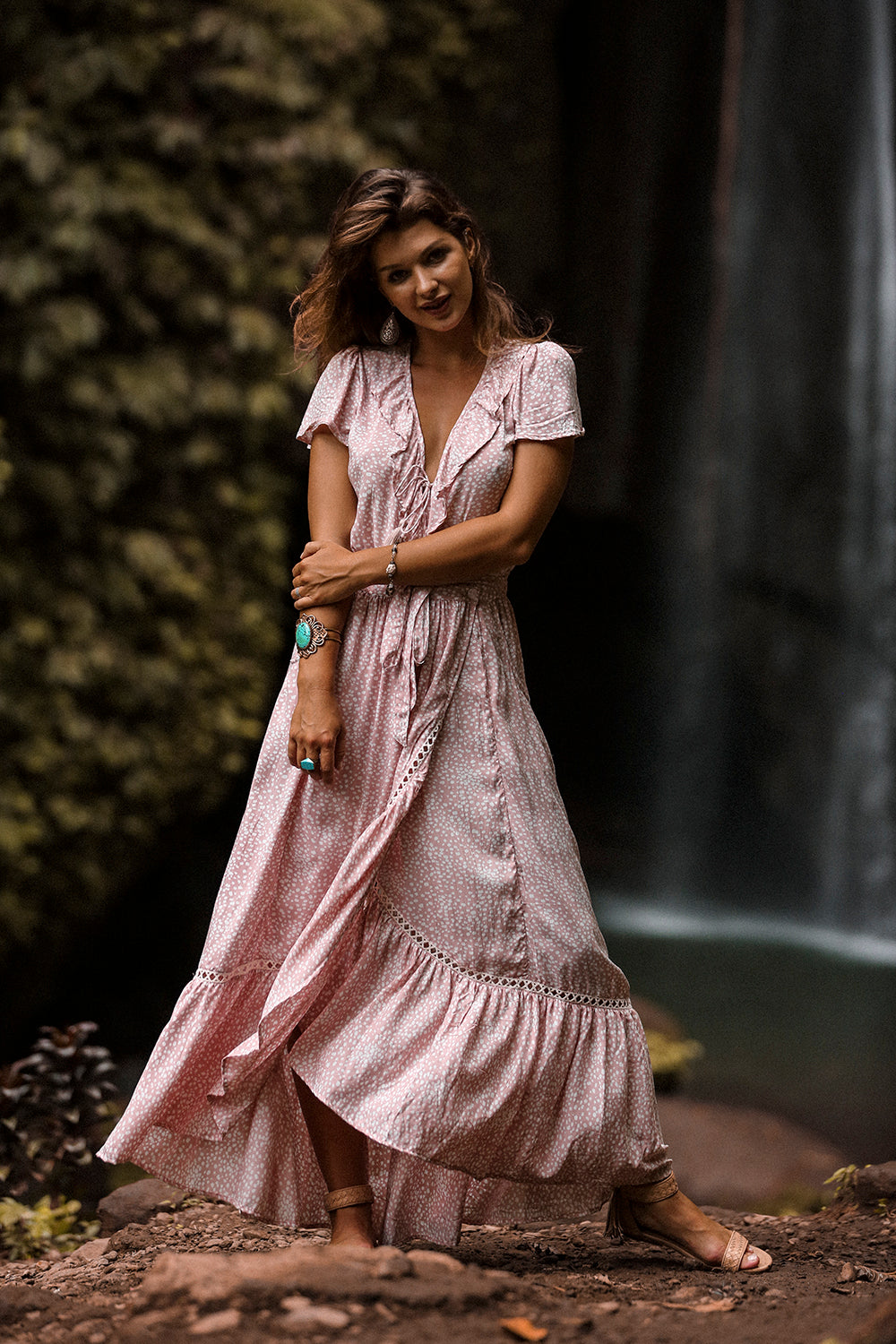 Alice Wrap Maxi Dress - Primrose Pink - Call me Polka - Tulle and Batiste