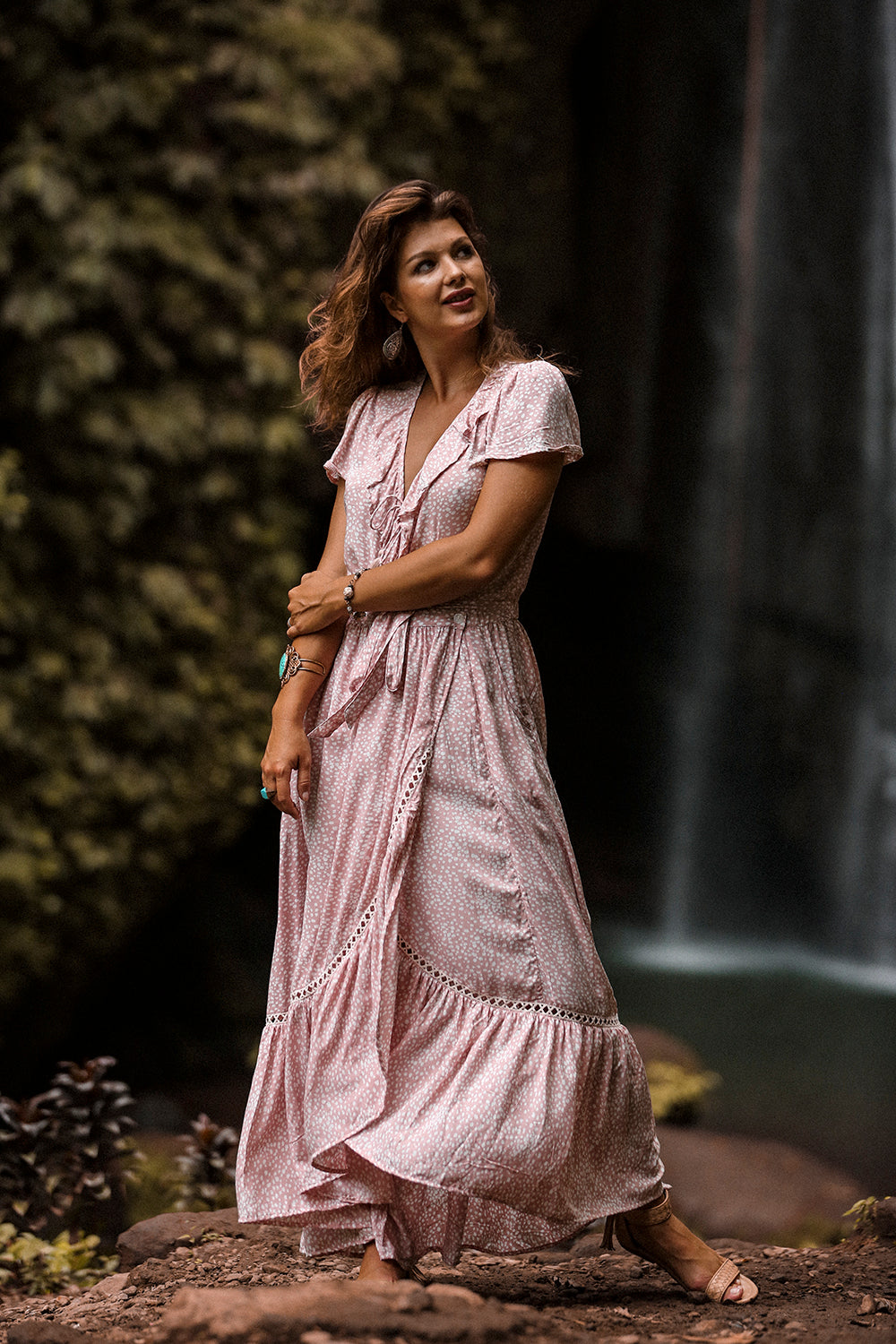 Alice Wrap Maxi Dress - Primrose Pink - Call me Polka - Tulle and Batiste