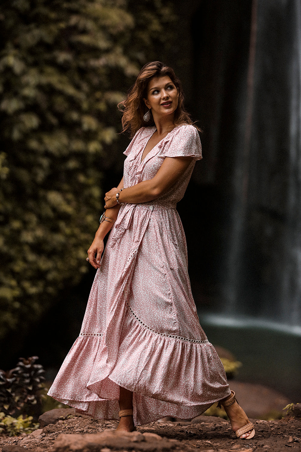 Alice Wrap Maxi Dress - Primrose Pink - Call me Polka - Tulle and Batiste