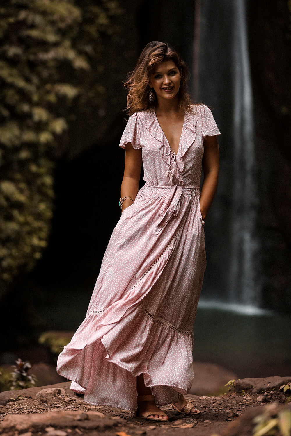Alice Wrap Maxi Dress - Primrose Pink - Call me Polka - Tulle and Batiste