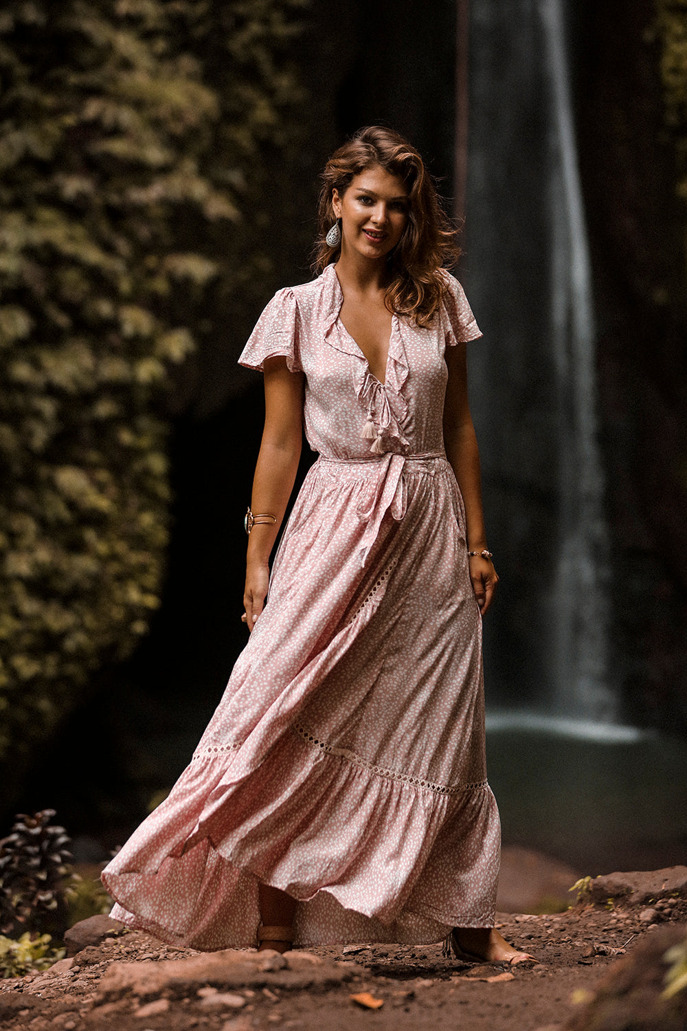 Alice Wrap Maxi Dress - Primrose Pink - Call me Polka - Tulle and Batiste